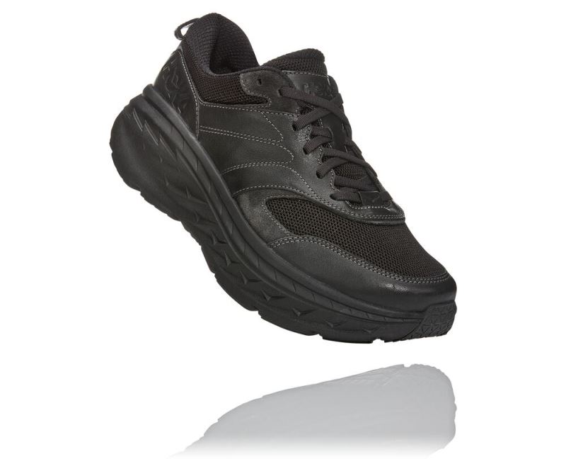 Hoka Bondi Leather Road - Tenis Caminhada Homem Pretas | PT-QoaXg9b